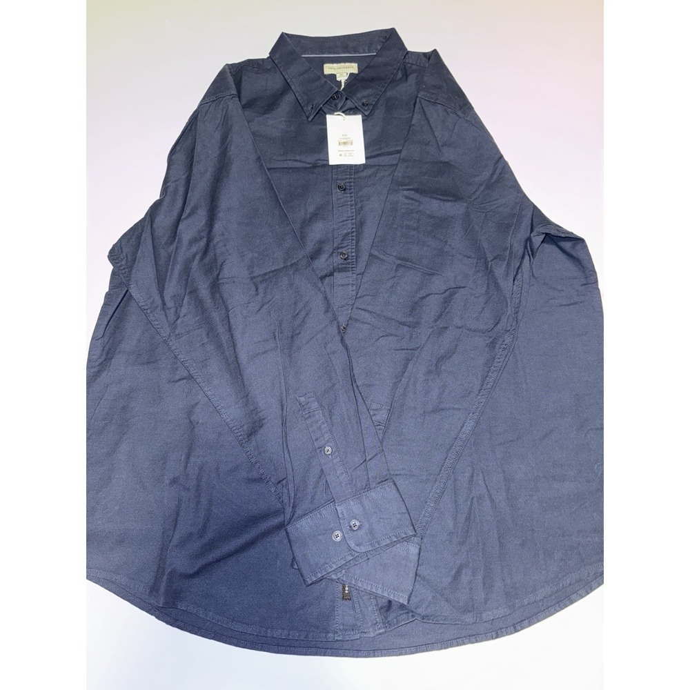 Free Assembly Men 3XL Button Down Shirt Blue‎ Long Sleeve Fall Casual Preppy NWT